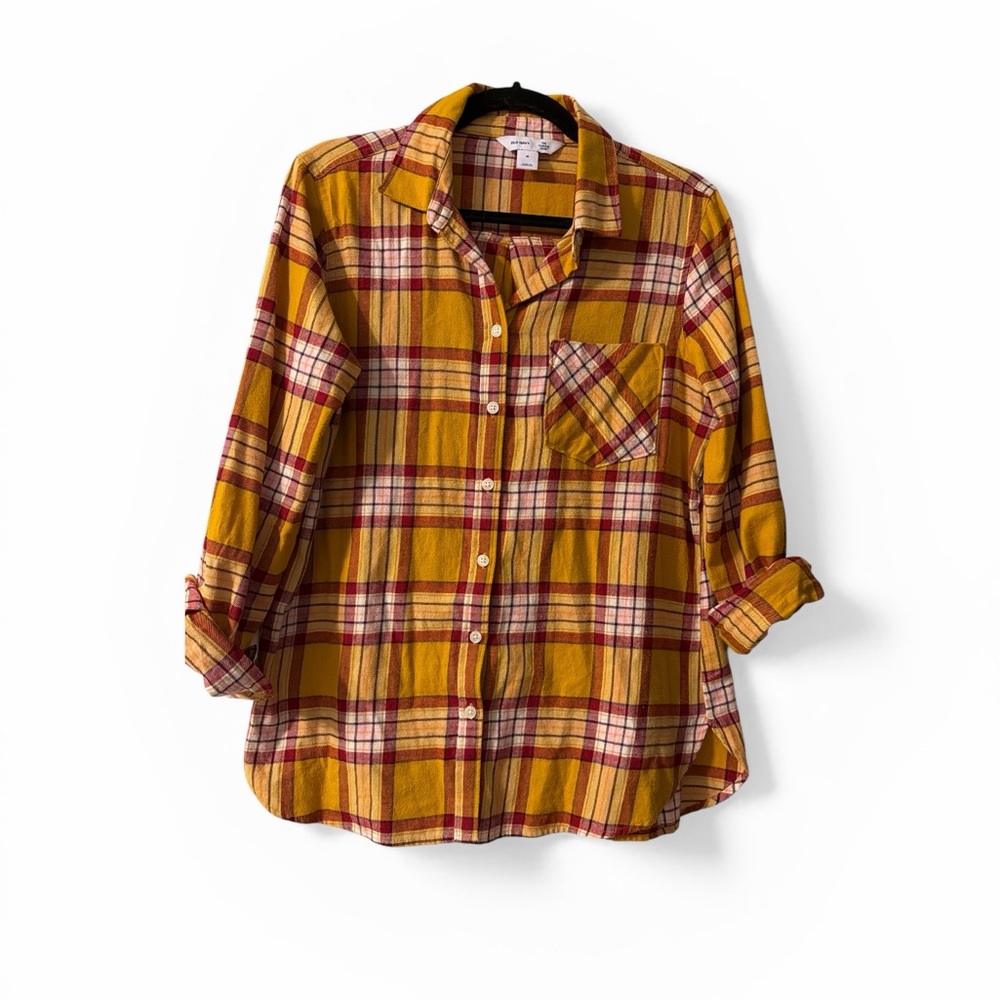 Old Navy The Classic Shirt Yellow Plaid Button-Down Shirt